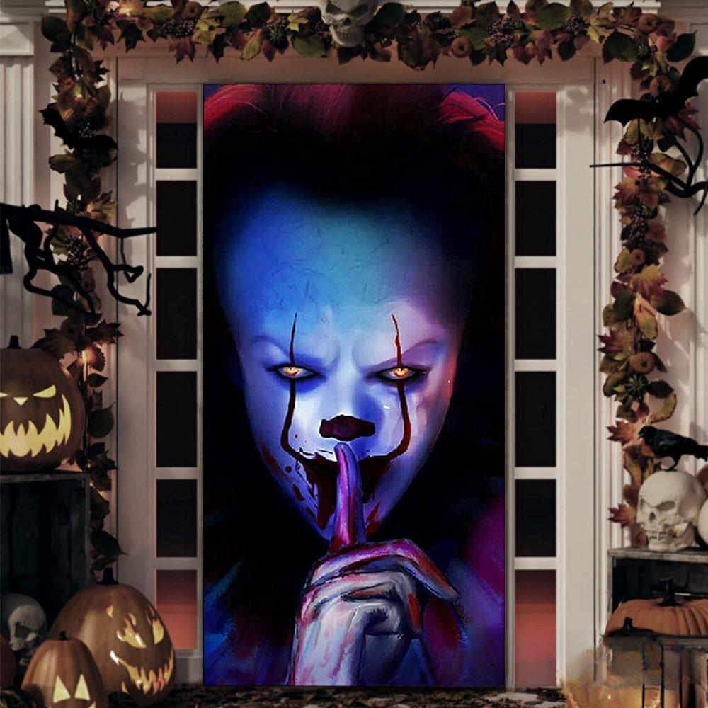 

Страшный скелет дверной чехол 3D дизайн Хэллоуин клоун баннер для двери, окна и настенного покрытия для внутреннего и наружного украшения Хэллоуина