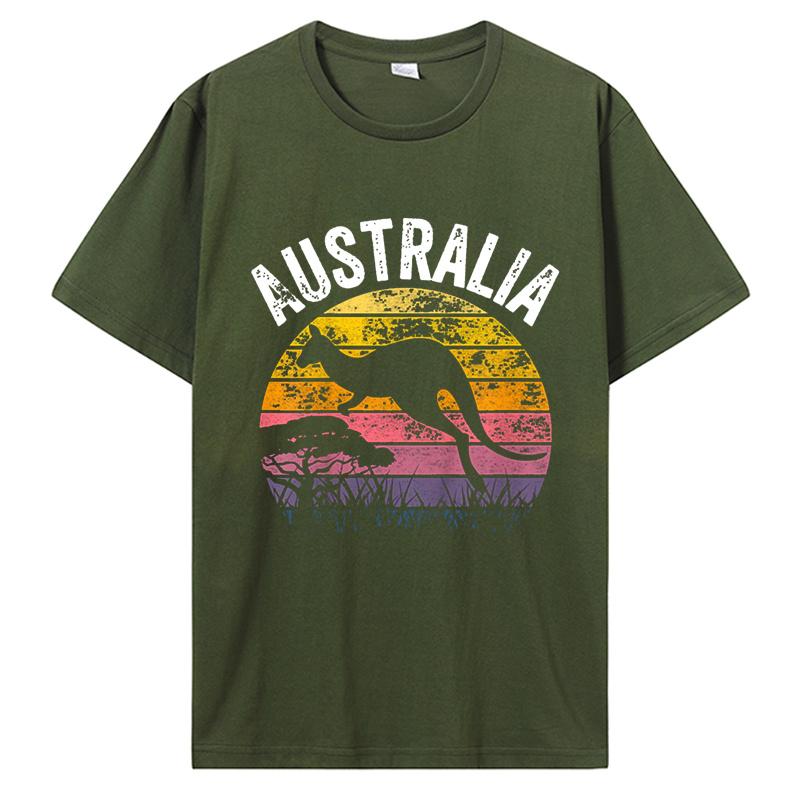 Den Austrálie Vtipné Australské Klokan Vintage Trička Bavlna Streetwear Krátký Rukáv Narozeninové Dárky Tričko Pánské Oblečení