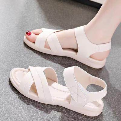 Going Out Soft Leather Soft-soled Sandals Women's 2025 Summer New Fashion Versatile High Sense Sports Mother Beach Sandals