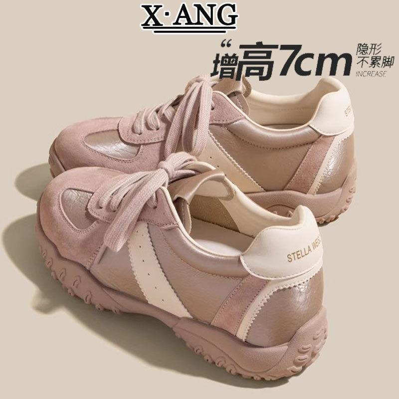 Small cm inner height increase leather women's shoes spring and summer new platform sports and leisure