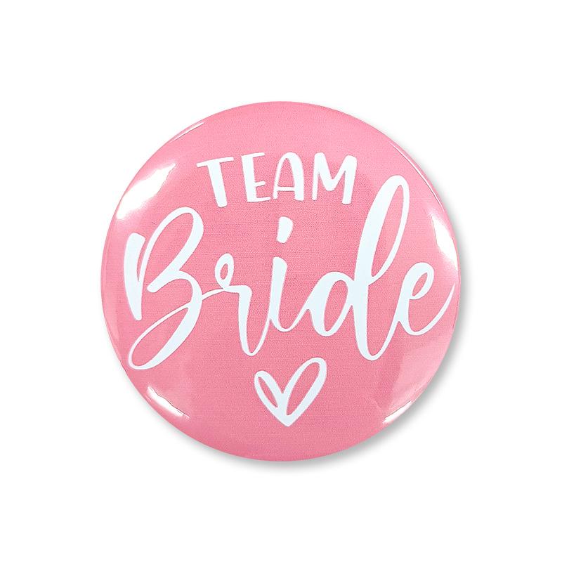 Pink Heart Team Bride Bridesmaid Brooch, 58mm Wedding Party Badge
