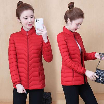 Veste en duvet de coton grande taille pour femme, manteau court fin et léger, couleur unie, mode automne hiver