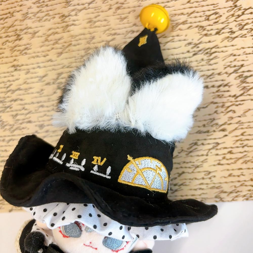 Wizard Plush Clothes [Hat, Tail, Overalls, and Collar Set] for 10cm Doll, Black, Plush Clothes, Kigurumi Accessories, Otaku Activities, Doll, Mascot,
