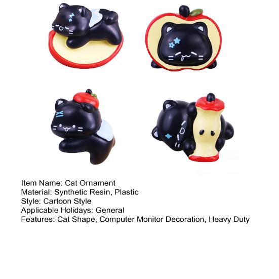 1/4 Stück Frucht Schwarze Katze Figur Computer Monitor Dekoration Cartoon Kätzchen Statue Skulptur Heim Büro Auto Armaturenbrett Ornament