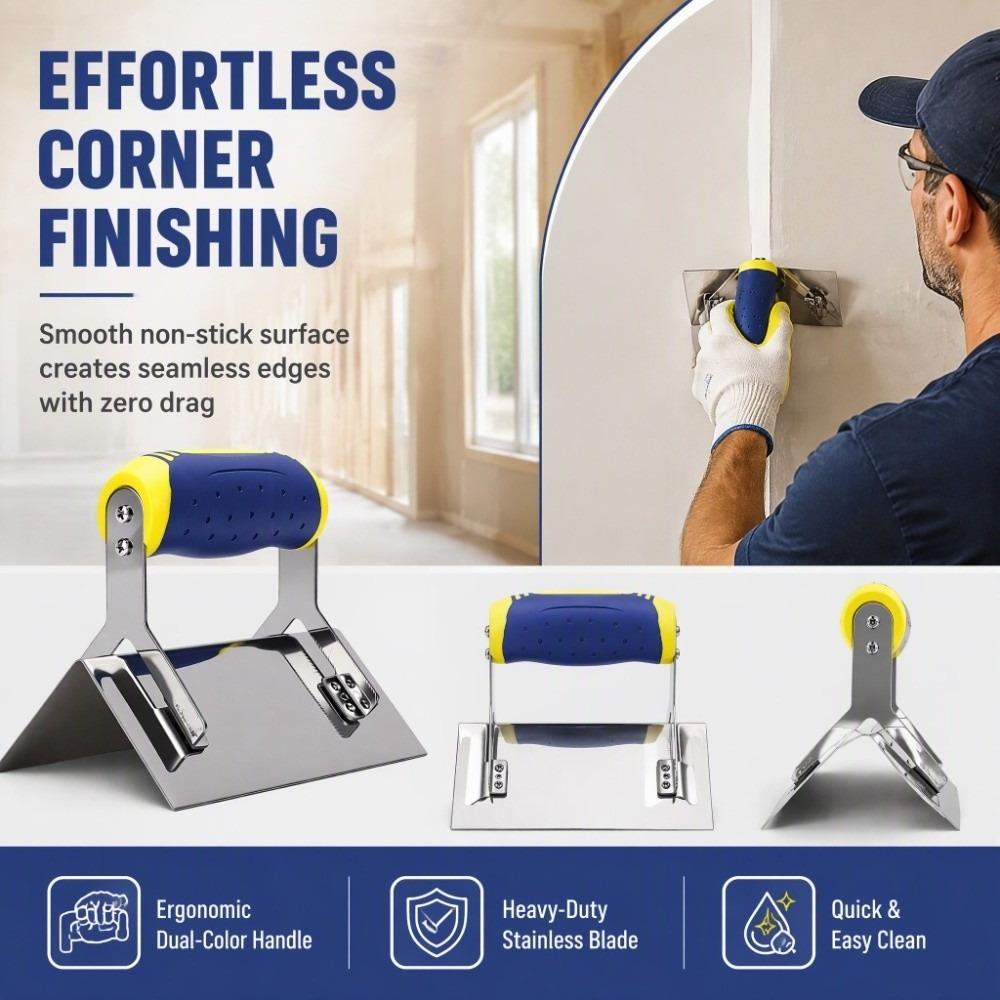 Comfort Grip Handle Outside Corner Trowel Stainless Steel Drywall Finishing Tool For Masonry Work