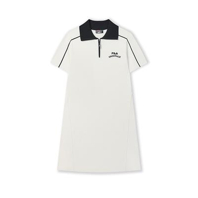 Original Fashion Trendy Comfortable Casual Versatile Woven Polo Short Sleeve Dress Women Dresses Cloud-Mushroom-White F11W529306FWT