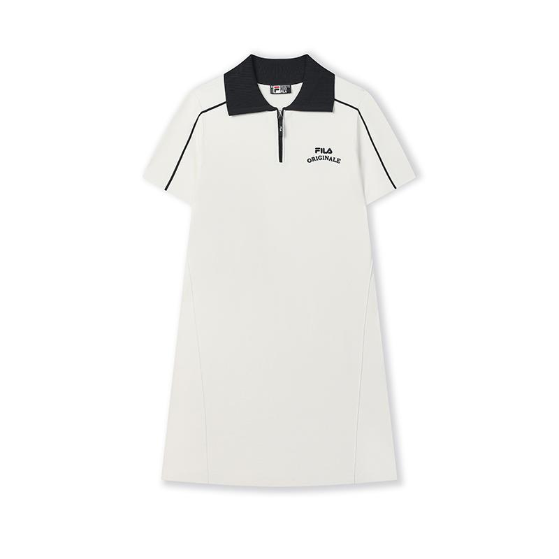 New FILA ORIGINALE Short Sleeved Dress Women's Cloud White F11W529306FWT
