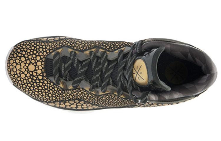 Li Ning WOW 3 Trendy Non Slip Lightweight Mid Top Basketball Shoes Men's Black Gold ABAJ013-35