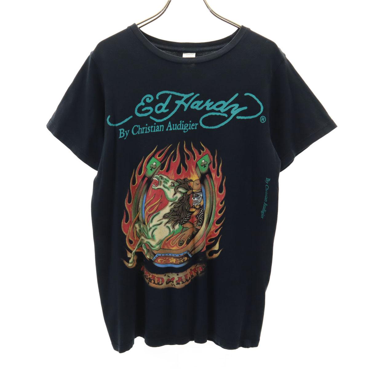 

EdHardy Made in USA Horse Print Short sleeve T-shirt S black Men s Used