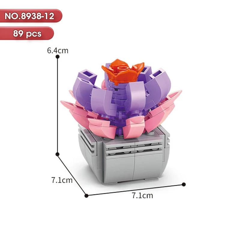 New Flowers Succulents Building Blocks Everlasting Bonsai Tree Gardens Romantic Girls Bricks Potted Plants Hot Model Kids Toys