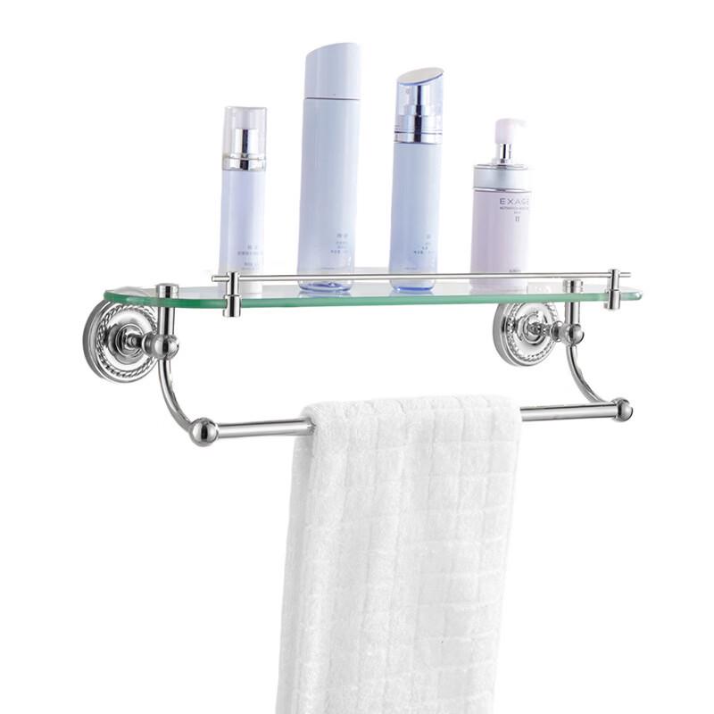 Yipan Silver Copper Alloy Bathroom Shelf with Towel Bar