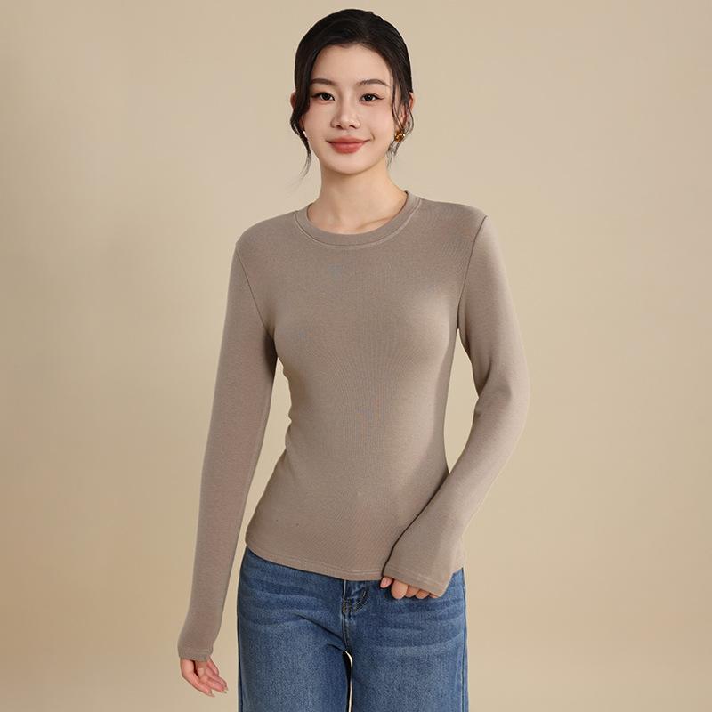 TIFICY Women's Fashion Casual Solid Color Print Spring Fall Long Sleeve O-Neck Pullovers & Long Sleeves