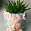 Resin Fairy Flowerpot Girl Statue Succulent Planter Pot Face Planters Pots  Office