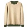 TACVASEN Soft and Comfortable for Round Solid Work Long Army Size S Men's Fleece-Lined Sweatshirt, Winter, Neck, Color, Casual, Outerwear, Sleeves,