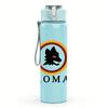 1PC Roma circular wolf head crest print 750ml colorful plastic sports water bottle leakproof pop up lid with straw for outdoor work home use