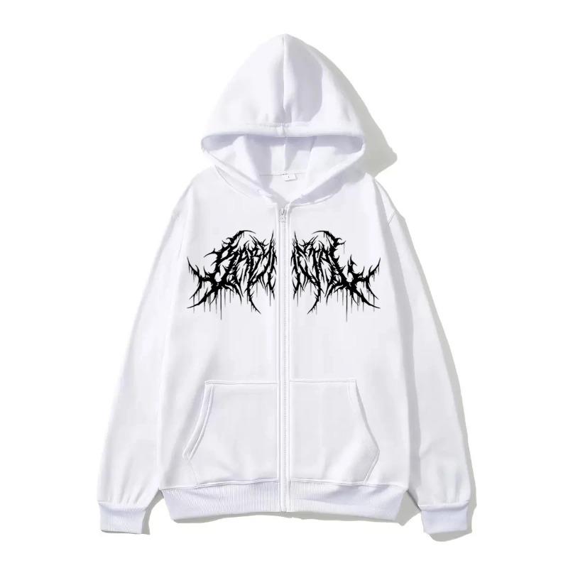 Y2K Zip-Up Hoodie, Men, Clothes with Graphic , Hip Hop Style, Gothic Autumn Winter Keep Warm Long Sleeves Sweatshirt