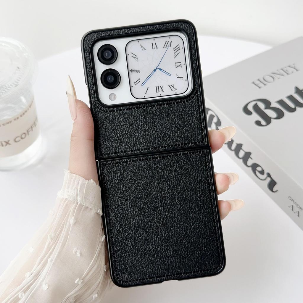 Huawei Nora Flip Faltbares Handyhülle: Einfach, Schützend, Einfarbig, Litschi-Muster.