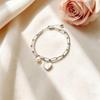 European & American Double Layer Heart Shell Pearl Titanium Bracelet - Colorfast Stainless Steel, Light Luxury Jewelry