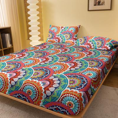 1 Einfaches Modernes Böhmisches Bedrucktes Mattes Spannbettlaken, Schlafzimmer Bedruckte Bettdecke, Bettwäsche (Ohne Kissenbezüge)