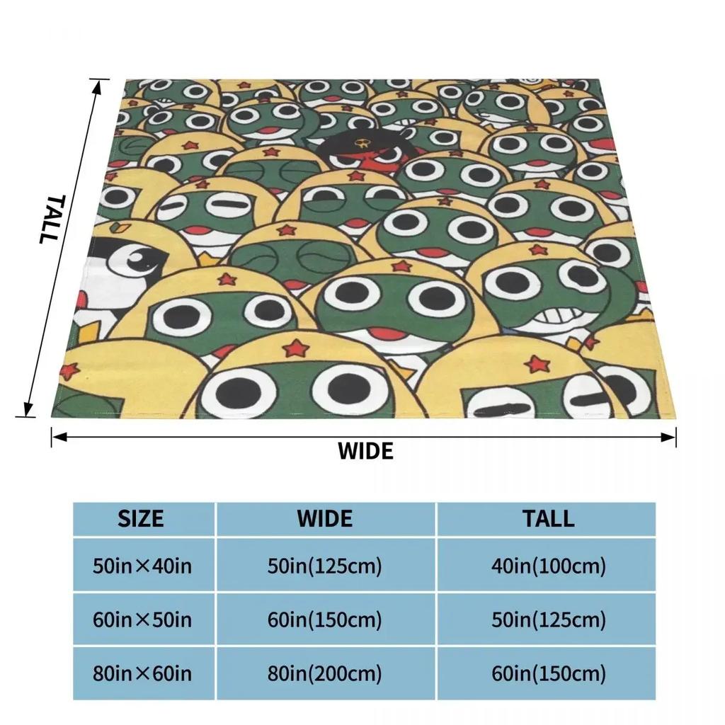 Anime Keroro Plaid Blankets Sofa Cover Fleece Printed Cartoon Collage Lightweight Thin Throw Blankets for Sofa Bedroom Rug Piece