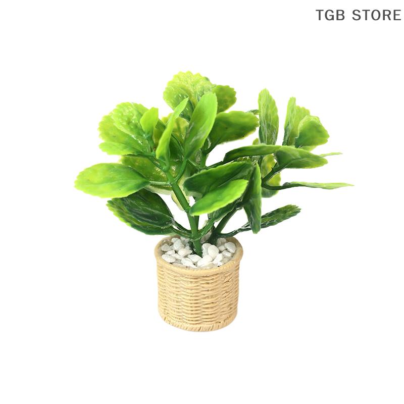 1Pcs Dollhouse Green Plant Pot Model Miniature Wooden Trough Micro Landscape Decor Ornaments Pretend Play Toys