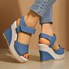 Fashion Denim Wedge Heeled Sandals Women Summer 2025 Peep Toe Chunky Platform Sandals Woman Thick Sole High Heel Sandalias Mujer