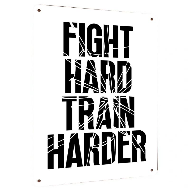 

Inspirational Fitness Metal Wall Art Fight Hard Train Harder Gym Decor Motivational Workout Room Decorations 20x30cm（7.8x11.8inch）