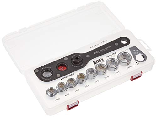 

Адаптер ANEX Offset 19 Ширина под ключ 19 мм В комплект входит кейс Multi-set AOA-19S2 [Для закручивания винтов и гаек в узких пространствах] Работа в узких пространствах Гайка