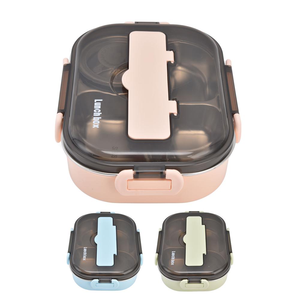 Portable Kids 304 Stainless Steel Lunch Box 1.3L Four Compartment  Box with Soup Bowl Chopsticks Spoon Portable Lunch Box
