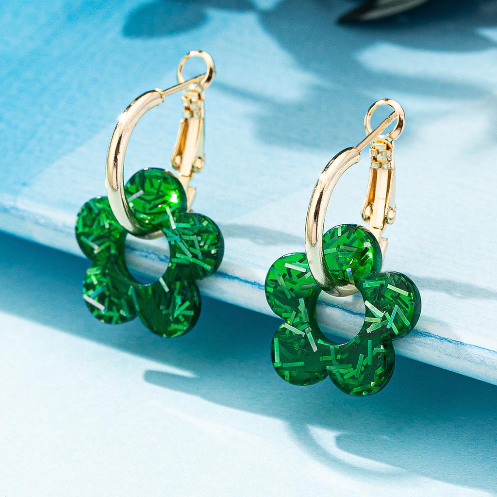 Fashion Exaggerated Flower Earrings Women'S Niche Design Sense Color Temperament Elegant Versatile Earrings