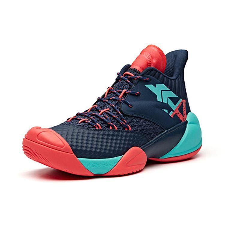 Anta Crazy Series Synthetic Leather Fabric Wear-Resistant Non-Slip Mid-Top Basketball Shoes Men sneaker Blue Red 11931605-3