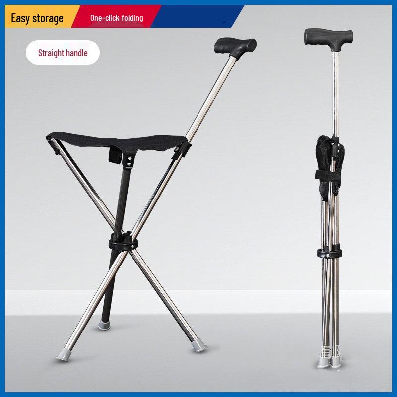 ML Three-legged Walking Stick with Folding Stool