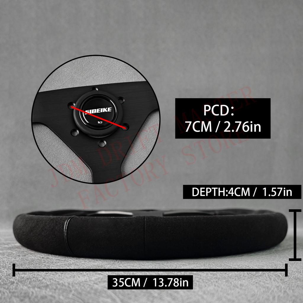 SIBEIKE JDM Montecarlo Black Suede Leather Steering Wheel Sim Racing Sport Steering Wheel