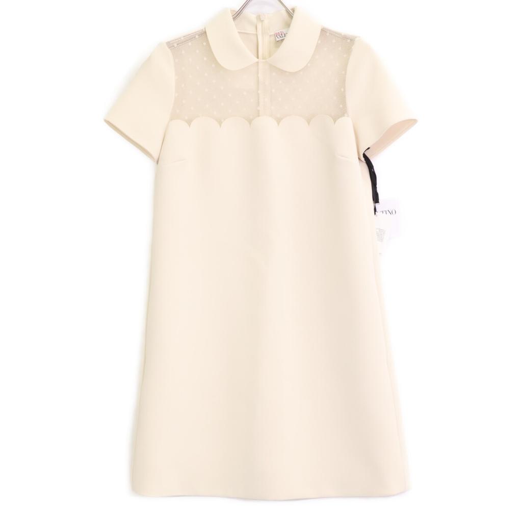 RED VALENTINO XR3VAD806AH Beige Lace Collared Dress dress 40 beigeUsed