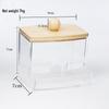 Diamond Pattern Cotton Pad Organizer with Wooden Lid - Multi-Purpose Desktop Storage Box