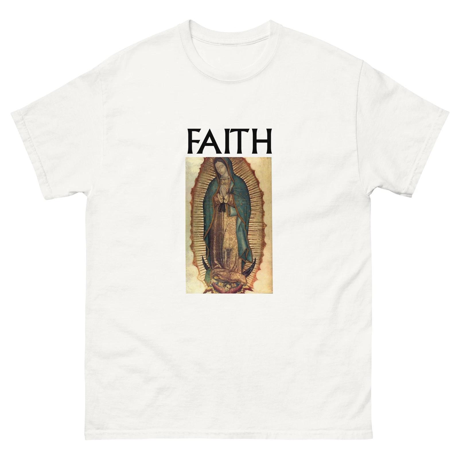 Miracle Lady of Guadalupe Faith Catholic white tee shirt t-shirt 2XL