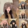 Winter Plush Bunny Ear Beanie With Knit For Girls And Kids