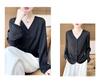 Women's Luxury Satin Blouse Long Sleeve Loose V-Neck Shirt Spring and Summer