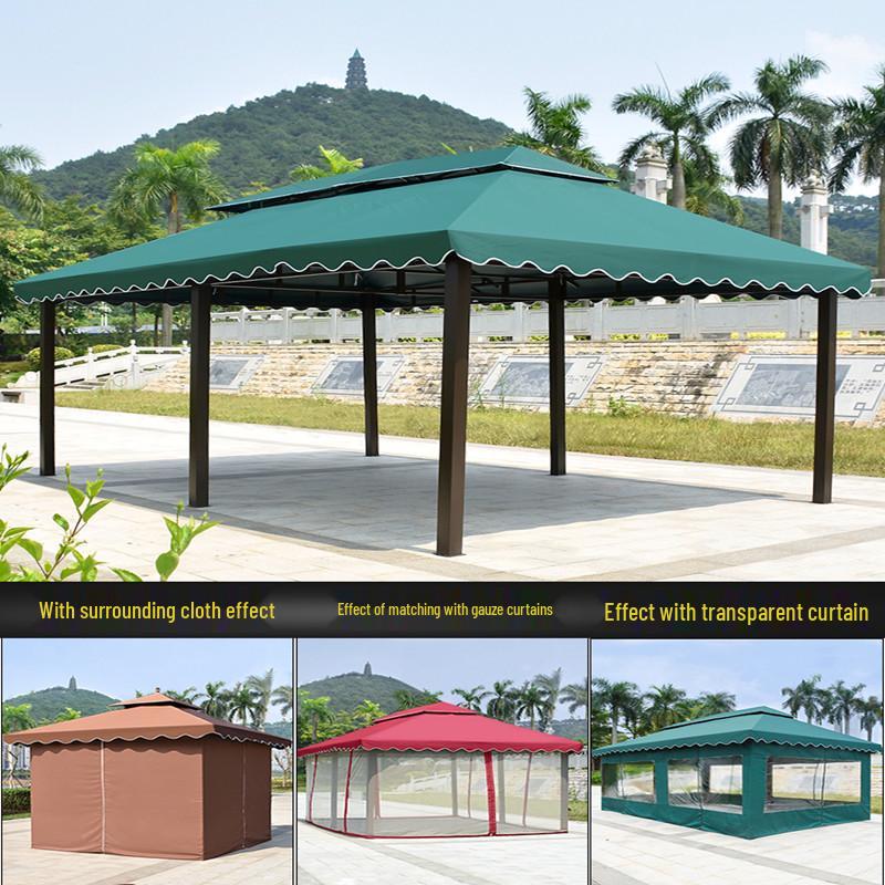Wrought Iron Outdoor Gazebo Pavilion Canopy for Courtyard, Balcony & Rooftop Garden – Sunshade & Rain Shelter