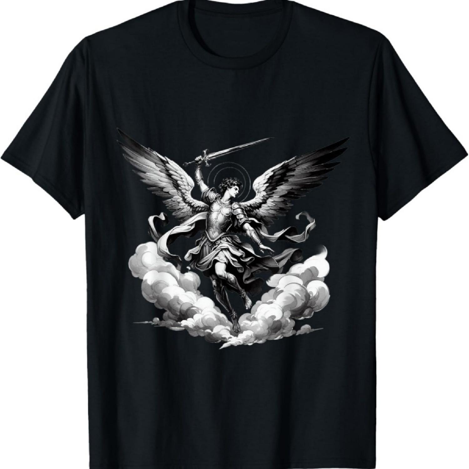 Архангел Михаил Католический Ангел Защити нас Христианская Футболка S чёрный
