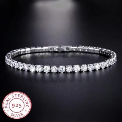 Hot 925 Sterling Silver Tennis Bracelet Crystal Luxury 5A Zirconia Women Fashion Simple Engagement Wedding Charm Jewelry