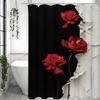 Red Rose Black and White Shower Curtain, Bathroom Decorative Shower Curtain, Waterproof Shower Curtain with Hooks