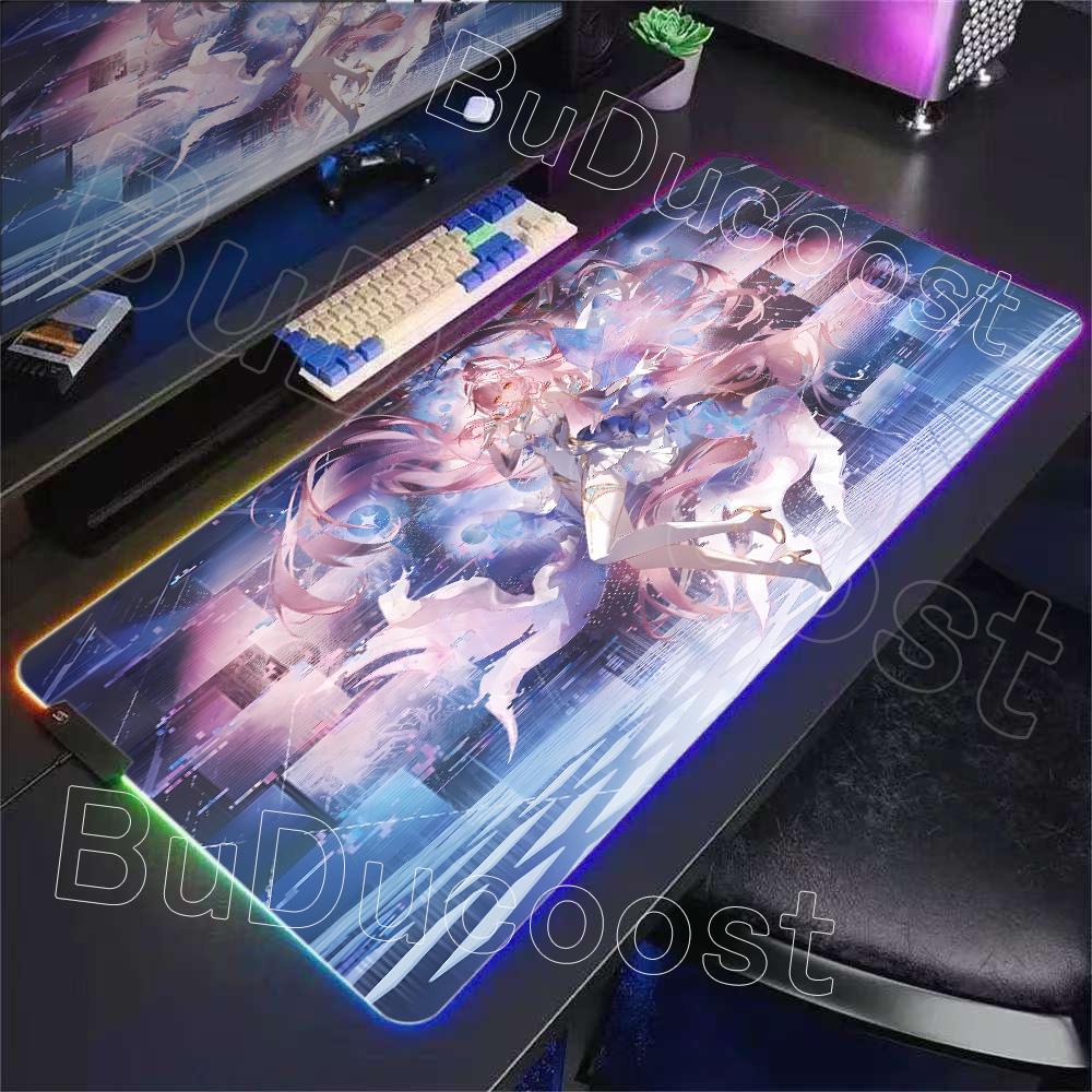 New Role Kawaii Aemeath RGB Mousepad Gaming Wuthering Waves Cute Anime Girl Mouse Pad XXL Computer Non-slip Rubber Keyboard Mats