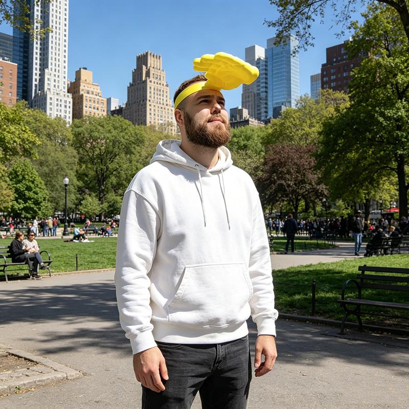 1pc Hand Shaped Sun Visor Headband Funny Yellow Anti-UV Summer Outdoor Sun Protection Hat For Beach Travel