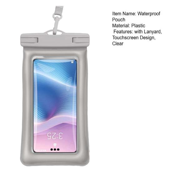 Waterproof Phone Pouch with Detachable Lanyard Transparent Floating Cell Phone Dry Bag Case Protector Beach Kayak Cruise Travel Essentials