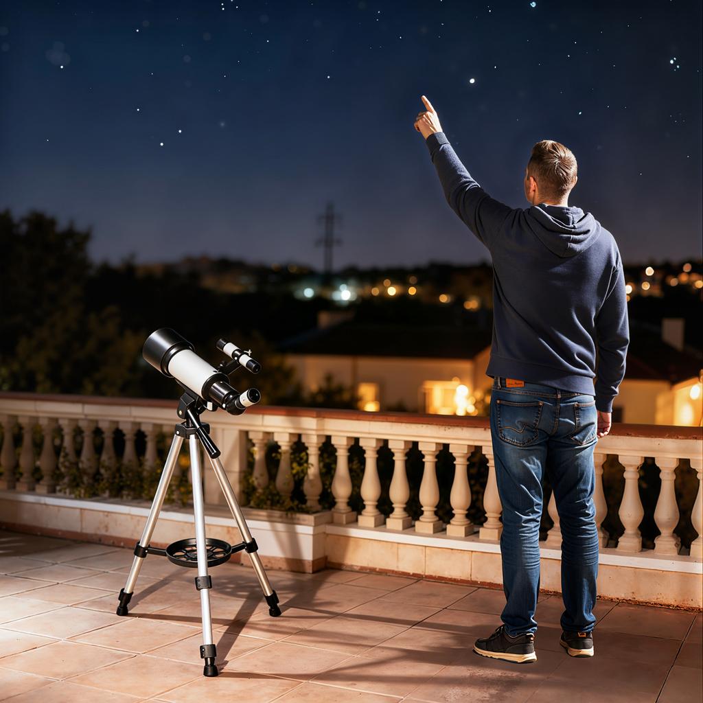 Astronomical Telescope, 70 mm, 40X and 16X Refractor, Adjustable Tripod, 80 x 80 x 135 cm, White