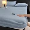 Autumn Winter Warm Fleece Fitted Sheets and Pillowcases Solid Color Non Slip Mattress Protector Cover with Deep Pocket Bedspread