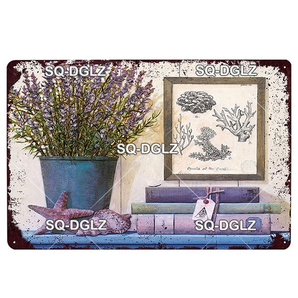 Placă de afiș din metal cu flori, placă de metal vintage, placă de tablă, decor de perete pentru hambar, cameră, bucătărie, garaj, pictură de fier