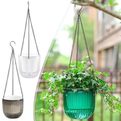 Hanging Flowerpot Self Absorbing Water Planter Thickened Plastic Plants Hydroponic Plant Vases Flower Pot Wall Bonsai Decor
