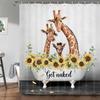 Funny Giraffe Get Naked Shower Curtain, Cute Animal Sunflower Modern Decor, Artistic Waterproof Washable